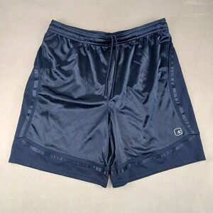 VTG‎ And1 3XL Mens Basketball Shorts Dazzle Shiny Y2K Pockets Navy Blue Baggy